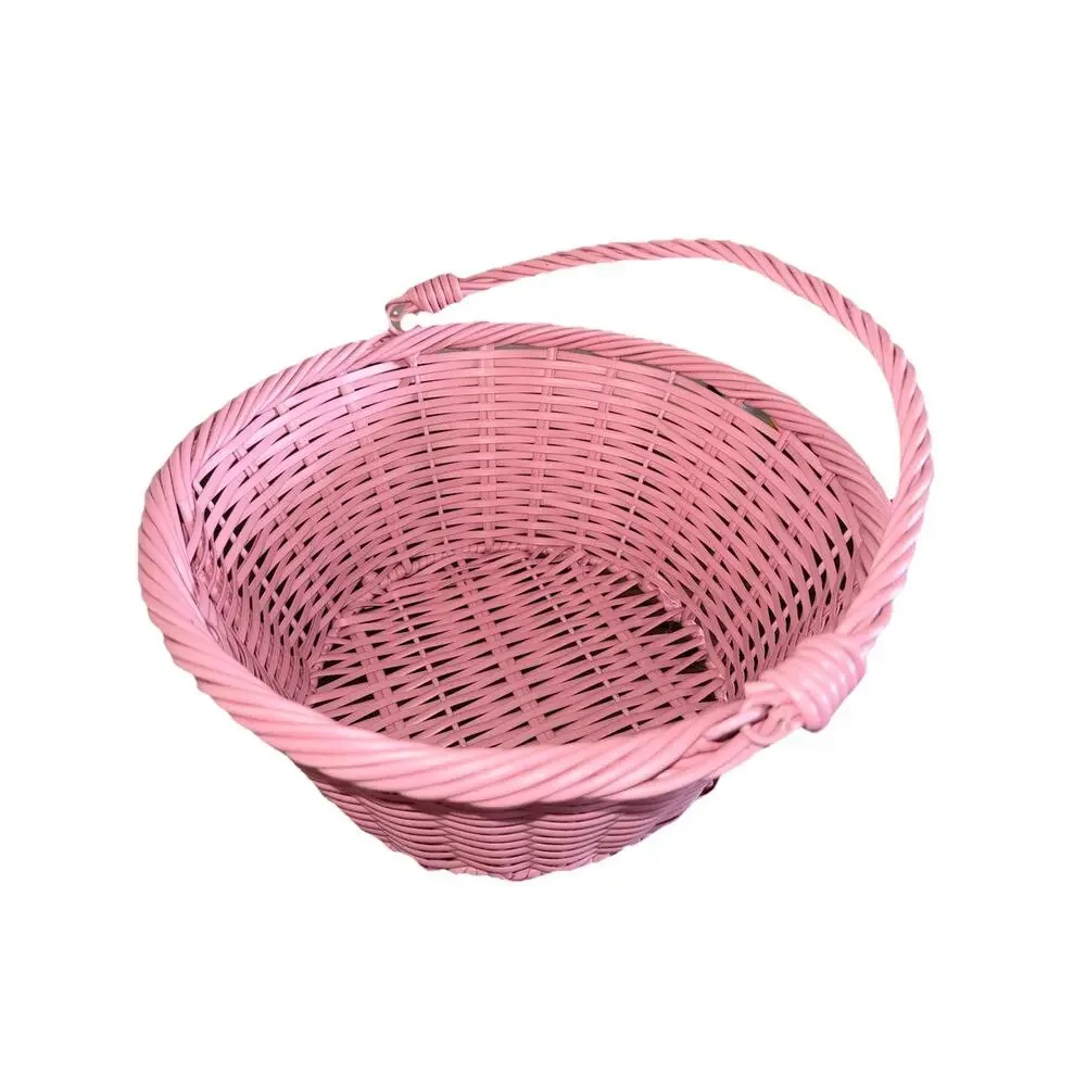 Pink Wicker Easter Basket 11.5” Used Excellent Condition